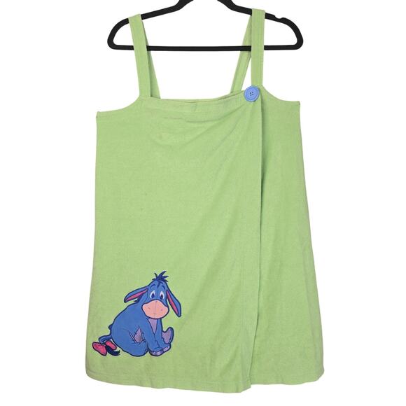 Disney Winnie the Pooh Eeyore Bath Wrap Womens XL Lime Green Terry Cloth Spa - Picture 1 of 11
